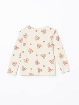 Bisiklet Yaka Kalp Bask?l? K?z ?ocuk Ti??rt