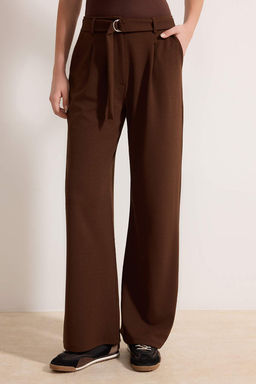 TRENDYOLMILLA Siyah Kemerli Wideleg/Genis Paca Yuksek Bel Smart Krep Kumas Orme Pantolon TWOSS23PL00330 фото 16