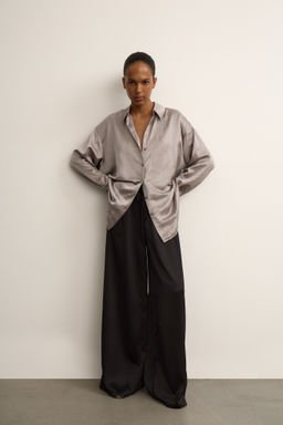 Рубашка оверсайз из жатого сатина - Mollis фото 2