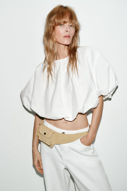 POPLIN BALLOON SLEEVE TOP - Zara фото 2