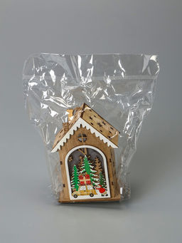 Ёлочная игрушка Домик с Дедом Морозом и машиной, 8.2х4.2х7.3 см, от батареек, свечение тёплое белое - Luazon lighting фото 5