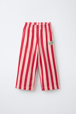 PANTAL?N RELAXED RAYAS ETIQUETA / Rojo - Zara фото 4