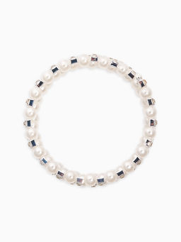 Браслет-пружинка Жемчужинка 3 ряда, шахматы, белый, d=6.5 см