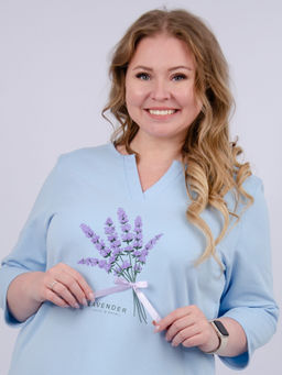 Сорочка "Лаванда 5" голубая, футер с начёсом