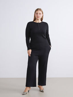 Beli Lastikli Dokulu Geni? Pa?a Kad?n Pantolon