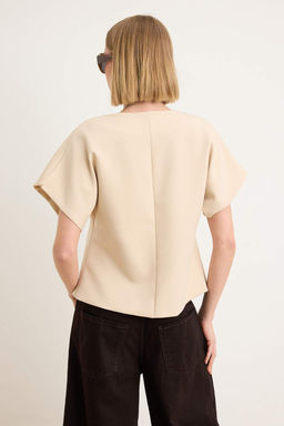 Bej Oversize K?sa Kollu Yelek TWOSS26YE00061 - Trendyolmilla фото 4