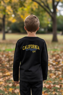 Siyah Erkek Cocuk S?rt Bask?l? Orme T-Shirt TKDAW25TS00029