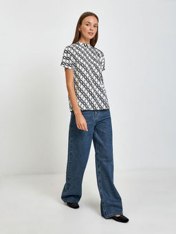 10200270380 Блузка жен. Trieste черный принт