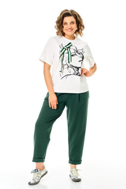 Костюм Michel Chic 1458 темный изумруд, белый
