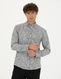 Рубашка Pierre Cardin Slim Fit серая с длинным рукавом