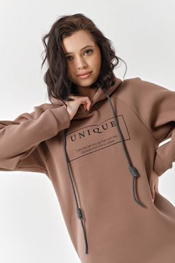 Платье из футера с начесом мокко