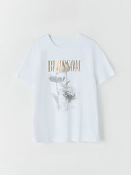 Футболка женская белая с принтом и надписью прямого кроя - Mark formelle фото 5