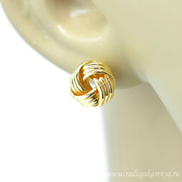 Серьги Премиум 12*12мм золотистые, 4г