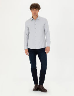 Рубашка Slim Fit с длинным рукавом серая