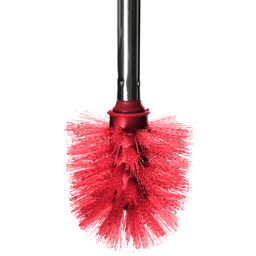 Ерш унитазный пластмассовый со съемной ручкой из нержавеющей стали "Металлик" 49см, с подставкой д13,5см h11,5см, бордо (Китай)