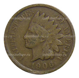 Монета 1 цент 1906 года США