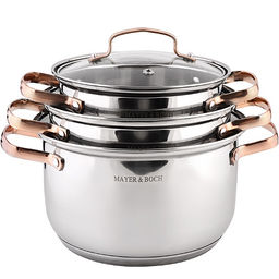 40457 Набор кастрюль 2л+2,8л+3,8л нерж/ст с зол.ручками MB(х4) - Mayer&boch фото 6