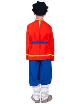 Костюм народный для мальчика Иванушка в лаптях, рубаха, штаны, картуз, лапти р-р. 116