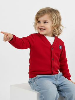 Кардиган на пуговицах 22-0749 красный - Mini maxi фото 5