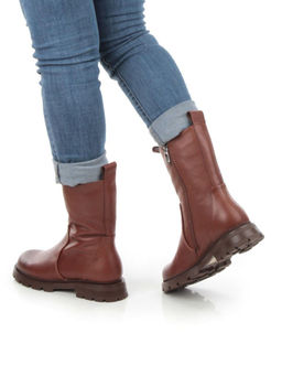 04-M2-245 BROWN Ботинки зимние женские (натуральная кожа, натуральный мех)