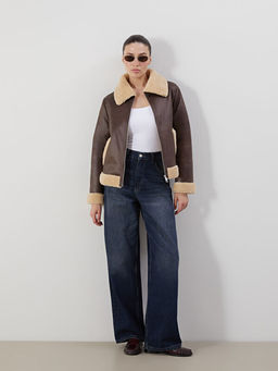 K?rk Yaka Kad?n Deri G?r?n?ml? Mont