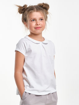 Футболка для девочки с воротником UD 3321 белый - Mini maxi фото 5