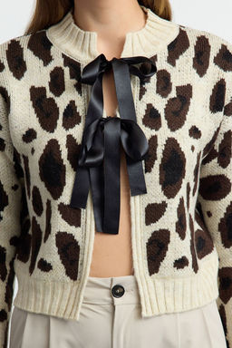 Tas Leopar Desenli Crop Yumusak Dokulu Triko H?rka TWOAW25HI00355