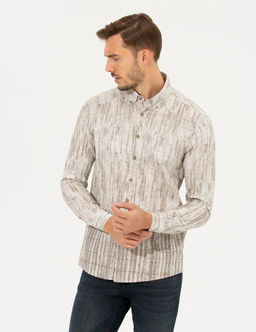 Bej Slim Fit Uzun Kollu G_mlek