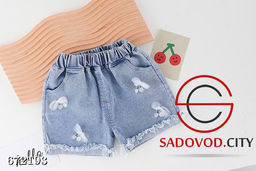 Летний костюм двойка для девочки с джинсовыми шортами
