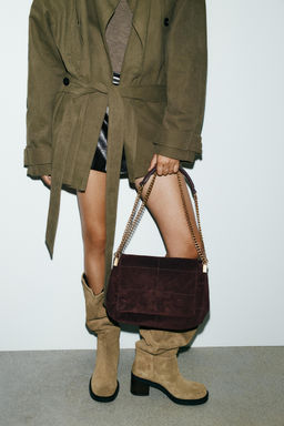 SPLIT SUEDE LEATHER SHOULDER BAG