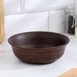 Тарелка глубокая «Вьюнок», 550 мл, 16×5 см, красная глина