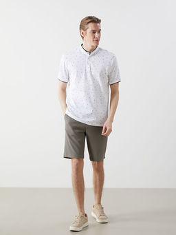 Hakim Yaka K?sa Kollu Desenli Erkek Ti??rt