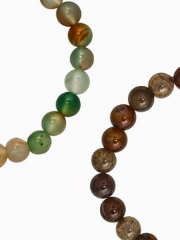 Набор браслетов 2шт шар №8 «Раухтопаз и Агат зелёный» арт