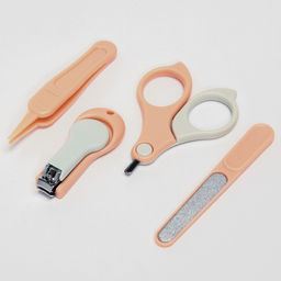 Детский маникюрный набор (ножницы, книпсер, пилка, пинцет), цвет розовый