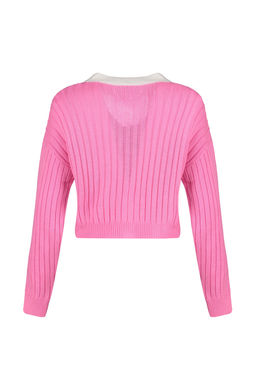 TRENDYOLMILLA Indigo Super Crop Gomlek Yaka Garnili Triko H?rka TWOAW23HI00519 фото 6