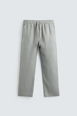 PANTAL?N RELAXED FIT 100% LINO / Marr?n / Topo