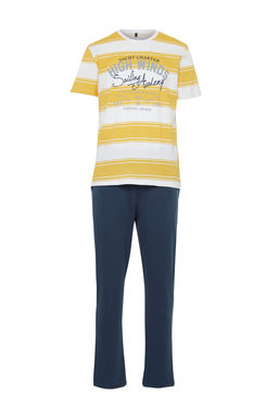 TRENDYOL MAN Sar? Regular Fit Cizgili Orme Pijama Tak?m? TMNSS24PT00041 - Trendyolmilla фото 15