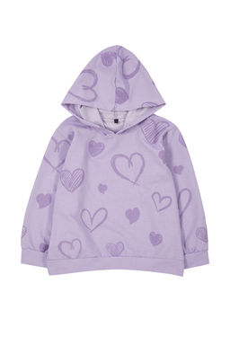 Pembe K?z Cocuk Mevsimlik-Ince Kalp Desenli Pamuklu Kapusonlu Orme Sweatshirt TKDAW25SW00002 - Trendyolmilla фото 7