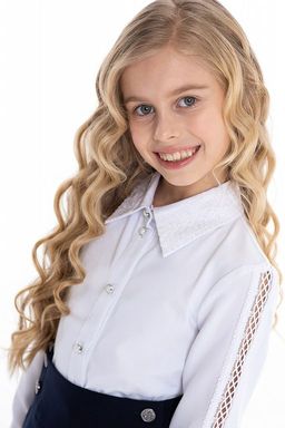 Белая школьная блуза Mooriposh, модель 06116  фото 5