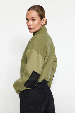 Haki Parasut Detayl? Polo Yaka Fermuarl? Stoperli Polar Crop Orme Sweatshirt TWOAW24SW00005 - Trendyolmilla фото 2