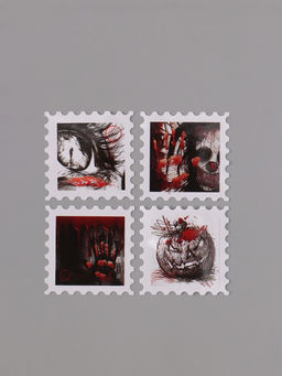 Цена за 2 шт. Наклейка бумага Марки. Хэллоуин, 3?3 см, 200 шт. в рулоне