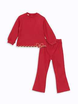 Y?lba?? Temal? K?z ?ocuk Sweatshirt ve Tayt Pantolon 2li Tak?m