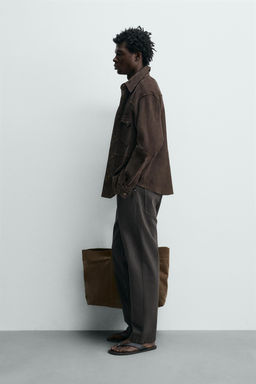 SOBRECAMISA REGULAR FIT PIEL ANTE / Marr?n oscuro - Zara фото 4