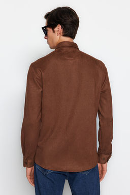 TRENDYOL MAN Kahverengi Regular Fit Cift Cepli Suet K?sl?k Ceket Gomlek TMNAW24GO00033 - Trendyolmilla фото 5