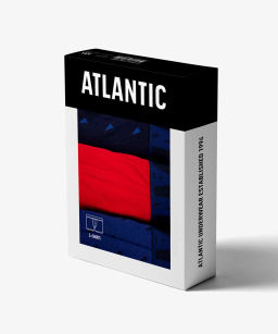 ATLANTIC 3MH-174 Трусы шорты New Sport - набор 3 шт. темно-синий + красный + темно-голубой  фото 5