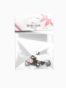 Цена за 5 шт. Шарм подвеска «Сердечко», розовый в серебре