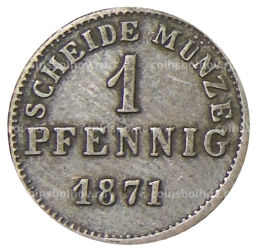Монета 1 пфенниг 1871 года Германсике государства  Гессен-Дармштадт