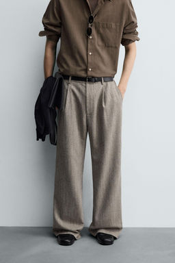 HERRINGBONE TEXTURED TROUSERS - Zara фото 2