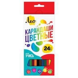 Лео Учись Набор цветных карандашей LNSCP-24 заточенный 4 х 24 цв