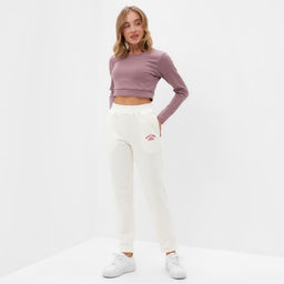 Брюки женские MINAKU: SPORTY & STYLISH, молочные, размер 42